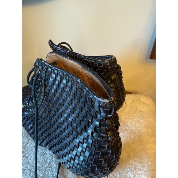 Jeffrey Campbell lita spike Woven Platform Ankle Boots Lace Up Chunky Heels 10M - Picture 2 of 9